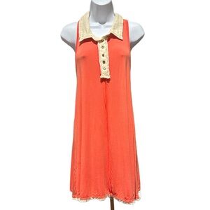 POL Coral Tank Top with Cream Collar